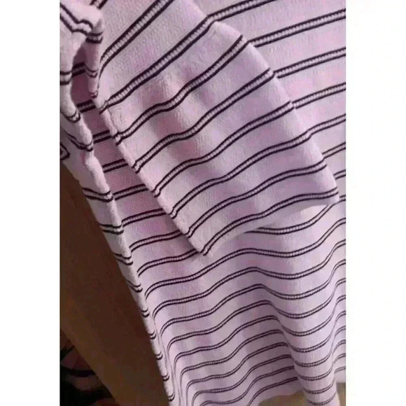 TALBOTS (M) Women's Pink/Black Stripe Pullover Knit Sweater Bell 3/4 Sleeve - Picture 2 of 6